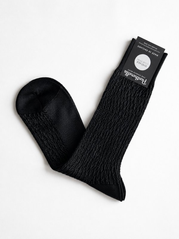 画像1: パンセレラ ソックス ヘリンボーン 黒 Pantherella Socks Houndstooth Black