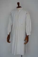 画像: 1890s〜1900s フレンチアンティークリネンロングシャツファーマーズシャツAntique French Linen Long Shirts Farmer's EF