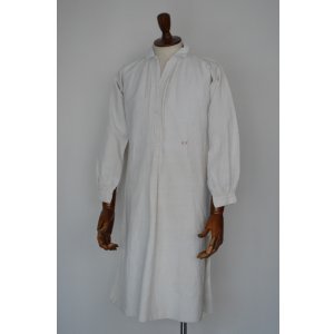 画像: 1890s〜1900s フレンチアンティークリネンロングシャツファーマーズシャツAntique French Linen Long Shirts Farmer's EF