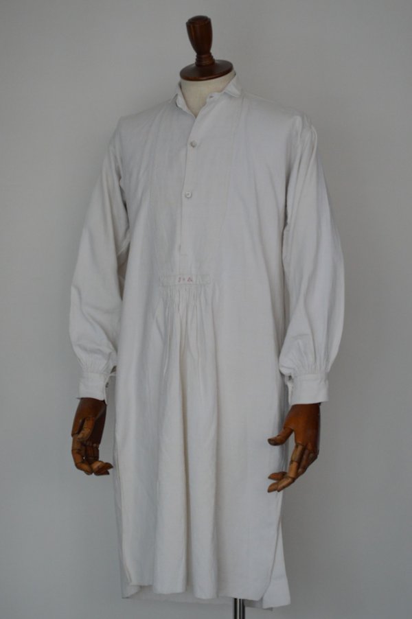 画像1: 1890s〜1900s フレンチアンティークリネンロングシャツファーマーズシャツAntique French Linen Long Shirts Farmer's  25-1 JA