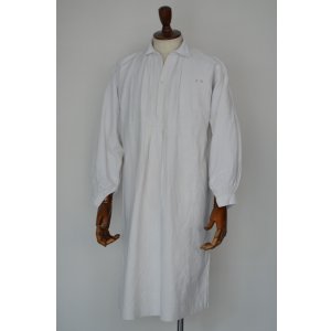 画像: 1890s〜1900s フレンチアンティークリネンロングシャツファーマーズシャツAntique French Linen Long Shirts Farmer's FD