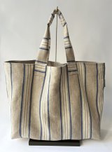 画像: ティエフリー フレール フレンチリネン トートバック ブルー 大 Thieffry Freres 