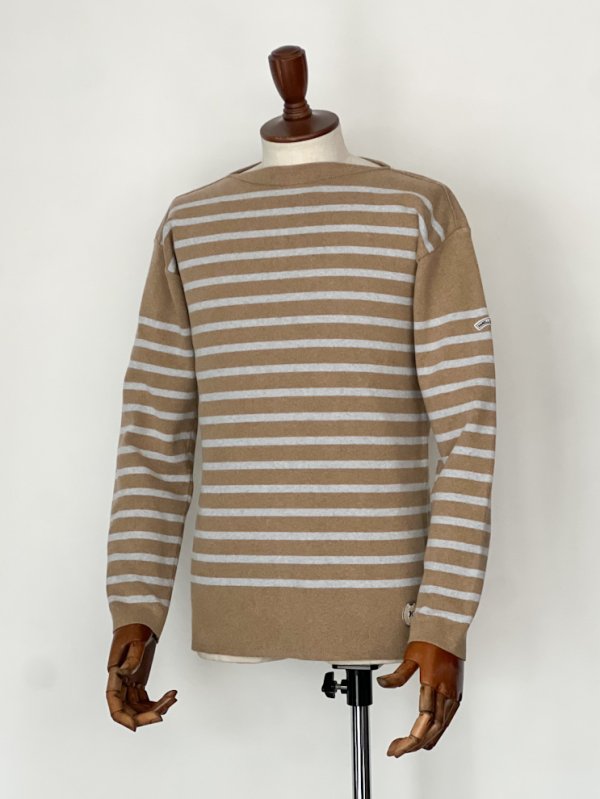 画像1: カネル バスクシャツ ミッドシップ ヴィンテージリブ フランス製 Kanell industriel BASQUE SHIRT Midship Made in France CAMEL × GRAY