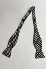 画像: オリジナル ウールボウタイ タータンチェック 黒 手結び Original Wool Bowtie Made in Japan 