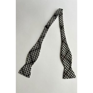 画像: オリジナル ウールボウタイ タータンチェック 黒 手結び Original Wool Bowtie Made in Japan 