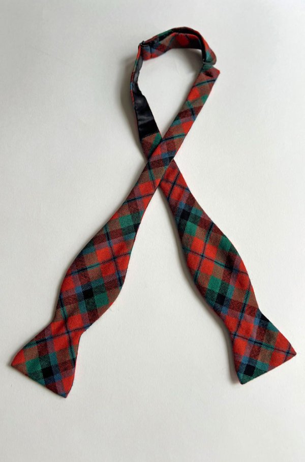 画像1: オリジナル ウールボウタイ タータンチェック 手結び Original Wool Bowtie Made in Japan 