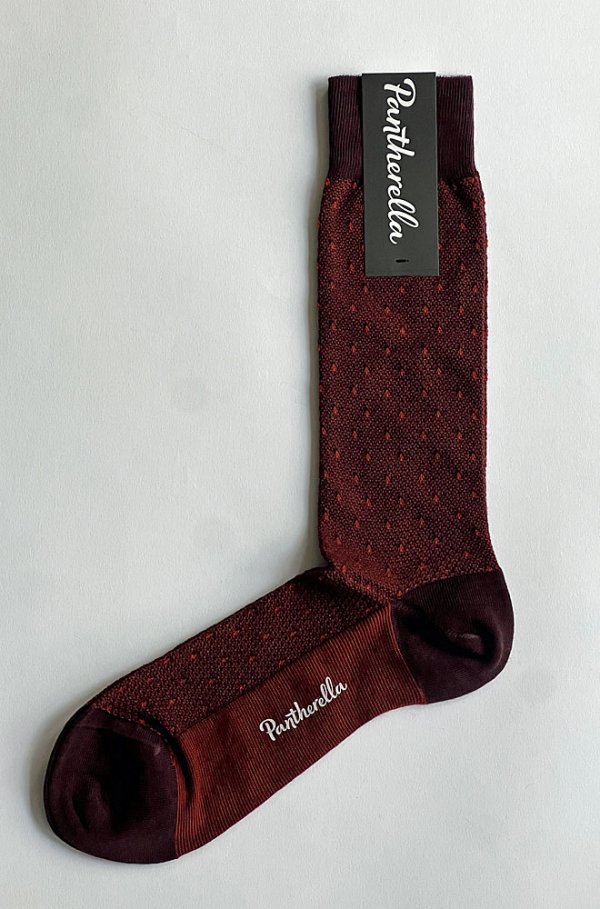 画像1: パンセレラ ソックス メリノウール ジャガード マルーン Pantherella Socks Merino Wool Jacquard Maroon